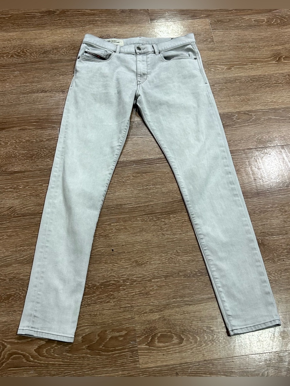 Diesel D-Strukt Slim Jeans Mens W32 L34 Gray Light Wash Stretch Denim